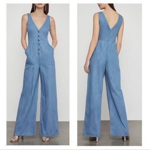 BCBGMAXAZRIA Light Denim Wide-Leg Jumpsuit (L)